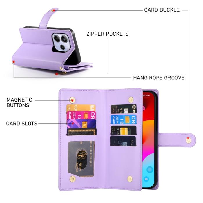 Bild 3, Xiaomi Redmi Note 14 4G Fodral Multifunktionell Lila