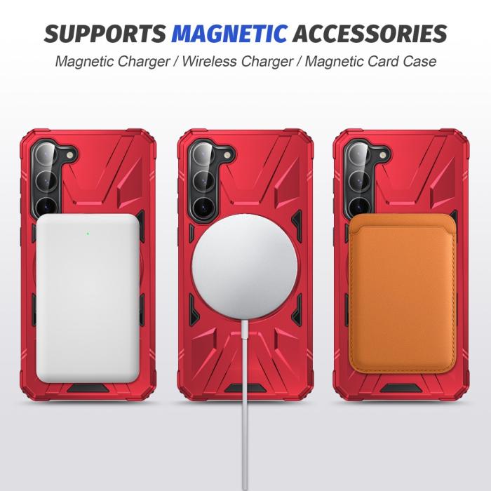 Bild 3, Samsung Galaxy S25/S24 Skal MagSafe Kickstand Hybrid Röd