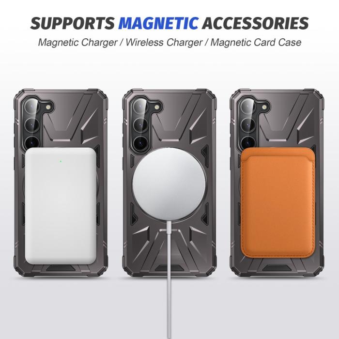 Bild 3, Samsung Galaxy S25/S24 Skal MagSafe Kickstand Hybrid Grå