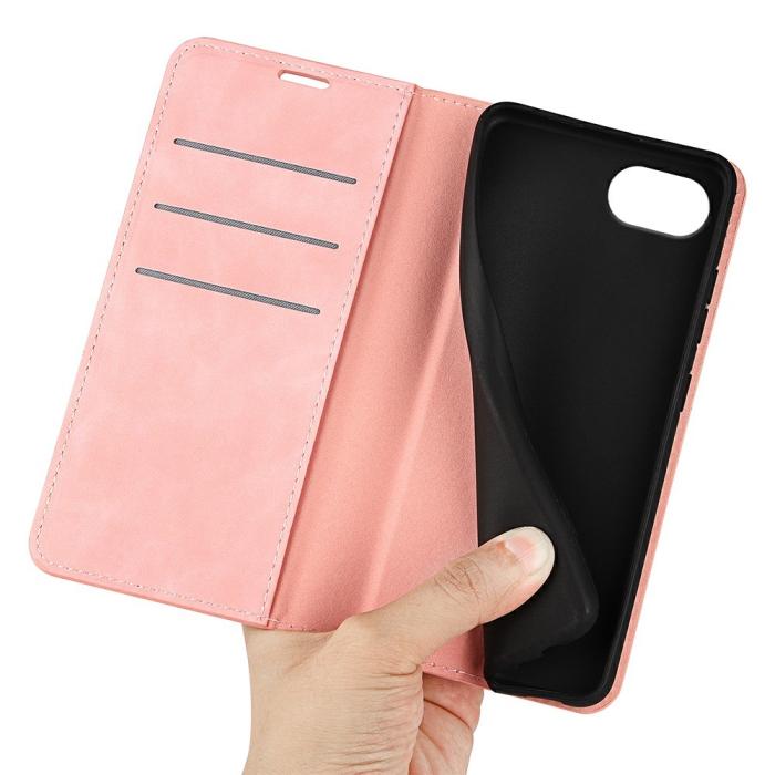 Bild 4, iPhone 16e Fodral Flip Skin Touch Rosa