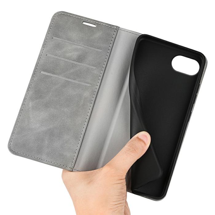 Bild 4, iPhone 16e Fodral Flip Skin Touch Grå