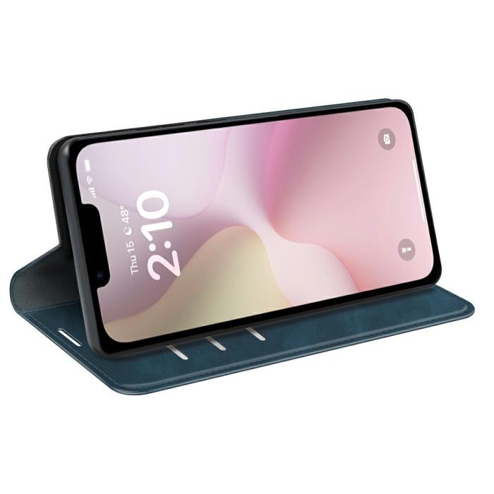 Bild 3, iPhone 16e Fodral Flip Skin Touch Blå
