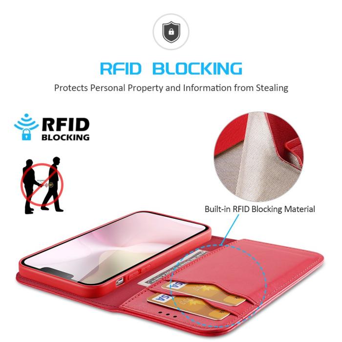 Bild 3, DUX DUCIS iPhone 16e Fodral HIVO Äkta Läder Röd