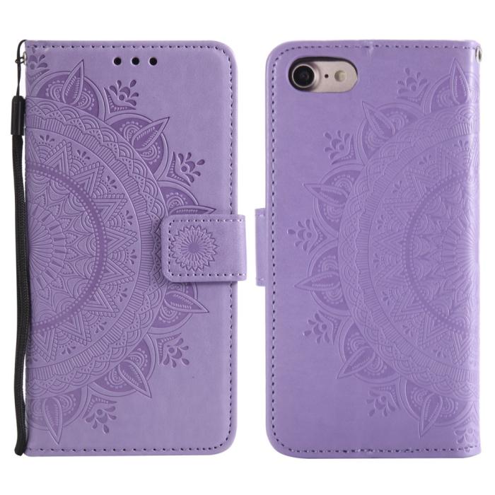 Bild 1, iPhone 16e Fodral Mandala Läder Lila