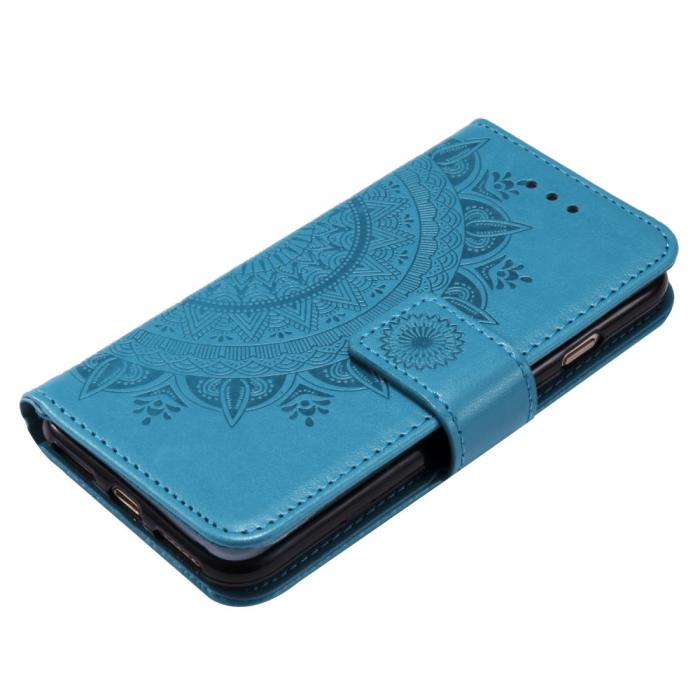 Bild 5, iPhone 16e Fodral Mandala Läder Blå