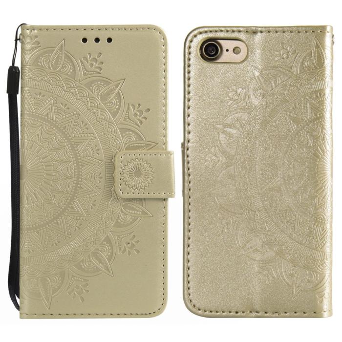 Bild 1, iPhone 16e Fodral Mandala Läder Guld