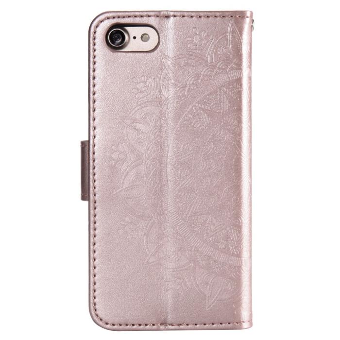 Bild 6, iPhone 16e Fodral Mandala Läder Roséguld