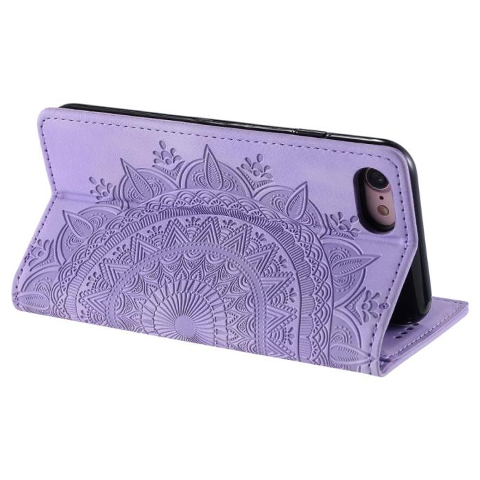 Bild 3, iPhone 16e Fodral Flip Mandala Läder Lila
