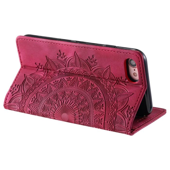 Bild 3, iPhone 16e Fodral Flip Mandala Läder Rosa