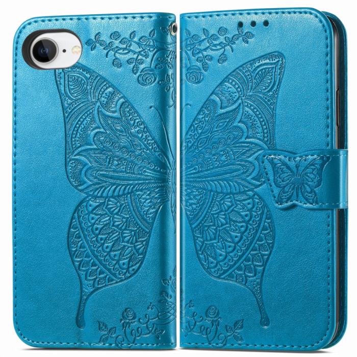 Bild 2, iPhone 16e Fodral Med Fjäril Tryck Blå