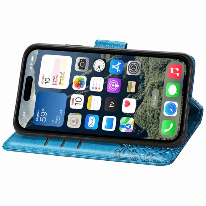 Bild 4, iPhone 16e Fodral Med Fjäril Tryck Blå