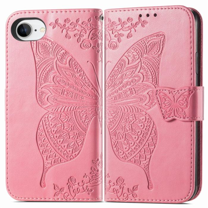 Bild 2, iPhone 16e Fodral Med Fjäril Tryck Rosa