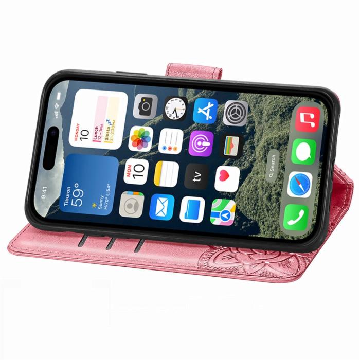 Bild 4, iPhone 16e Fodral Med Fjäril Tryck Rosa