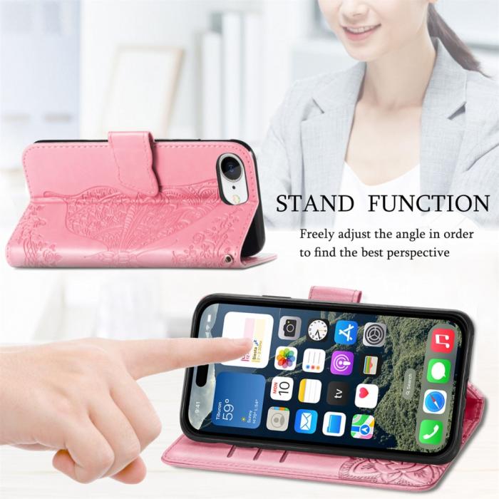 Bild 5, iPhone 16e Fodral Med Fjäril Tryck Rosa