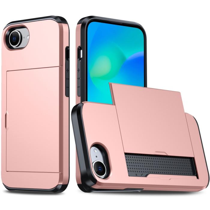 Bild 1, iPhone 16e Skal Hybrid Med Kortfack Roséguld