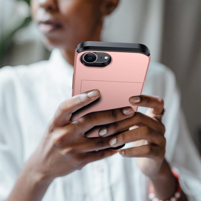 Bild 4, iPhone 16e Skal Hybrid Med Kortfack Roséguld