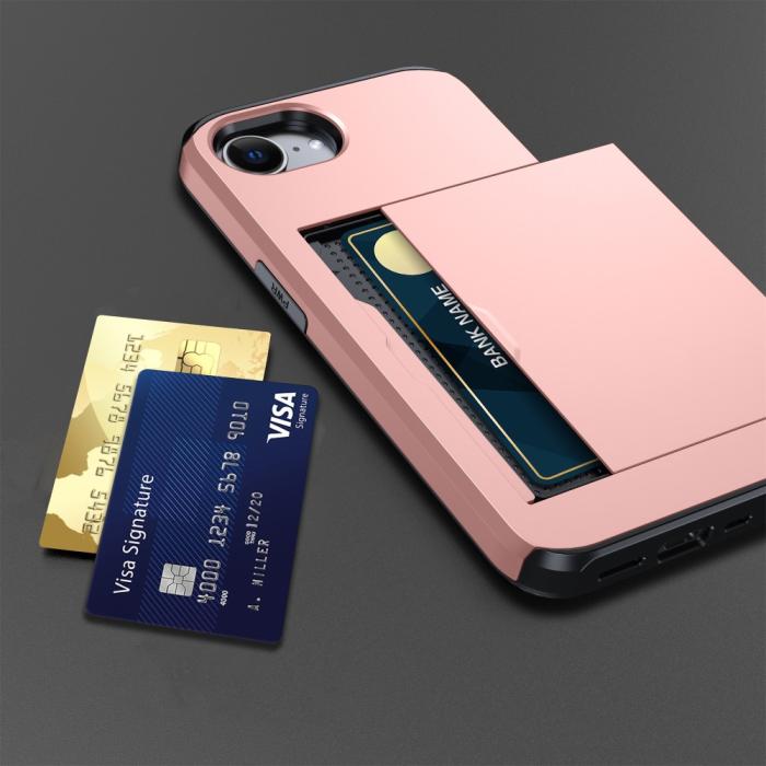 Bild 5, iPhone 16e Skal Hybrid Med Kortfack Roséguld