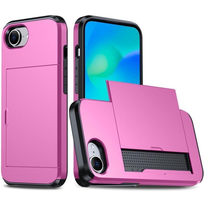 Bild 1, iPhone 16e Skal Hybrid Med Kortfack Rosa