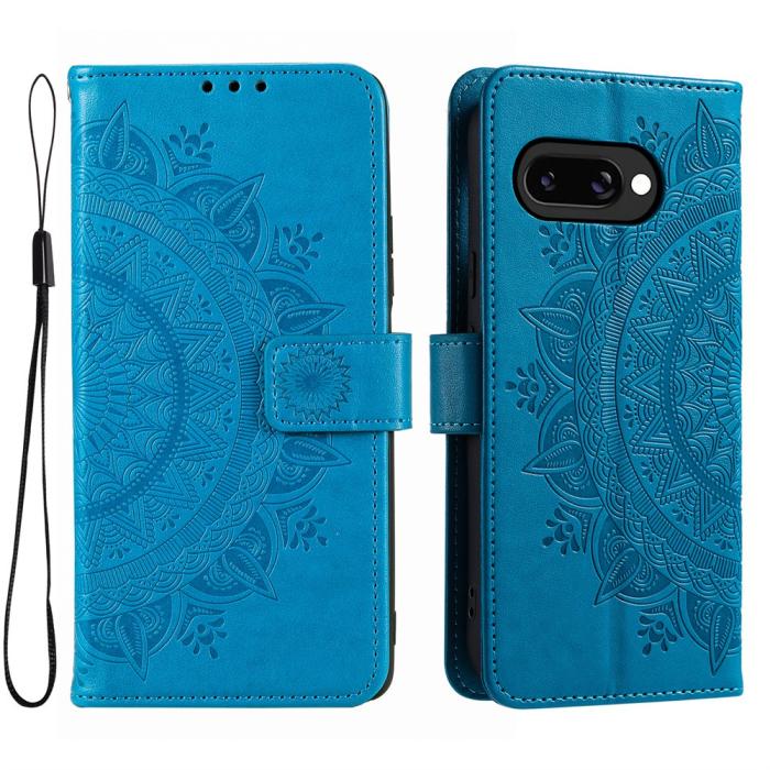 Bild 1, Google Pixel 9a Fodral Mandala Läder Blå