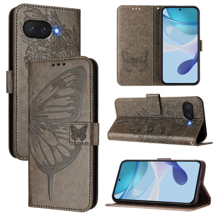 Bild 1, Google Pixel 9a Fodral Fjäril Tryck Grå