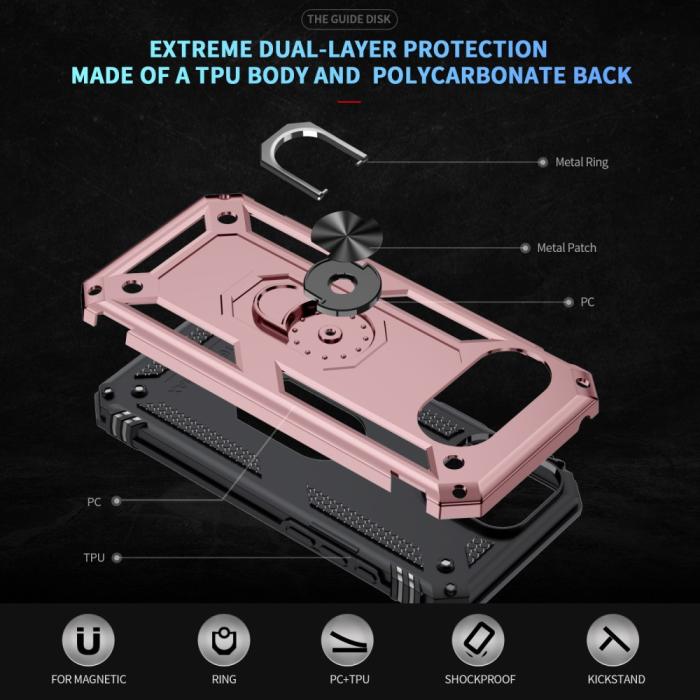 Bild 3, Google Pixel 9a Skal Shockproof Hybrid Ring Roséguld