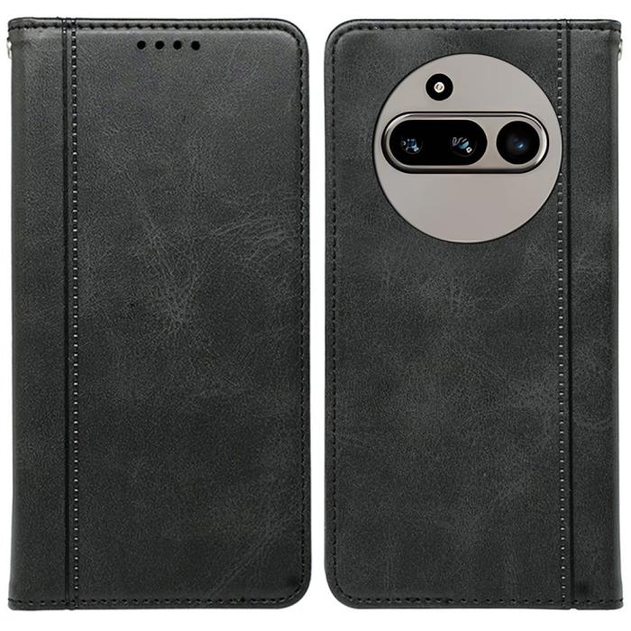 Bild 1, Nothing Phone 3a Fodral Flip Läder Svart