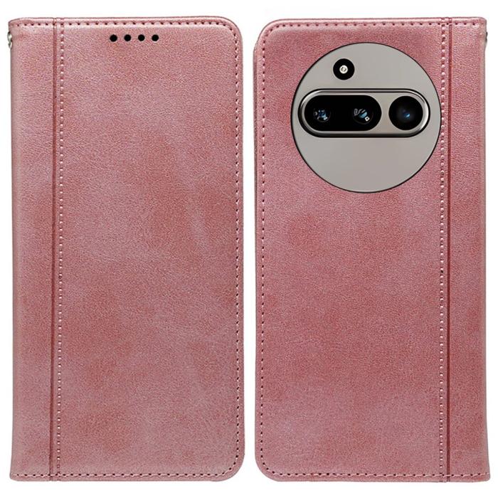 Bild 1, Nothing Phone 3a Fodral Flip Läder Roséguld