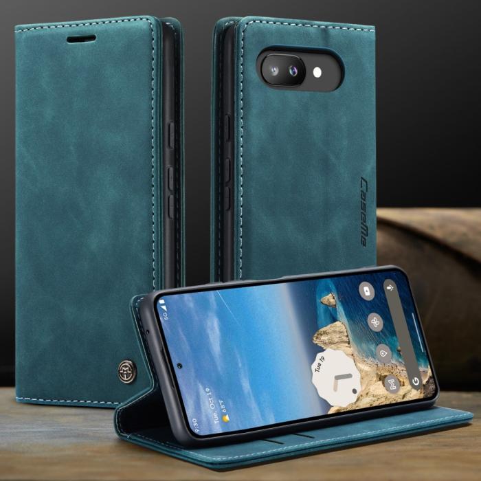 Bild 4, CASEME Google Pixel 9a Fodral Flip Retro Läder Blå