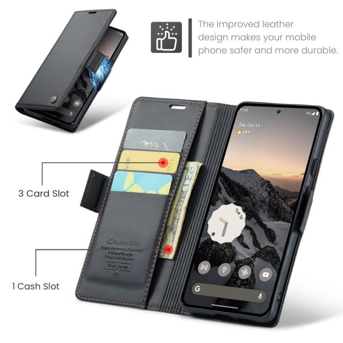 Bild 6, CASEME Google Pixel 9a Fodral RFID Läder Svart