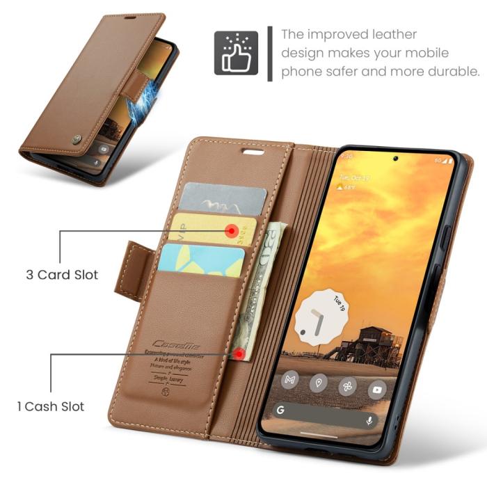 Bild 6, CASEME Google Pixel 9a Fodral RFID Läder Brun