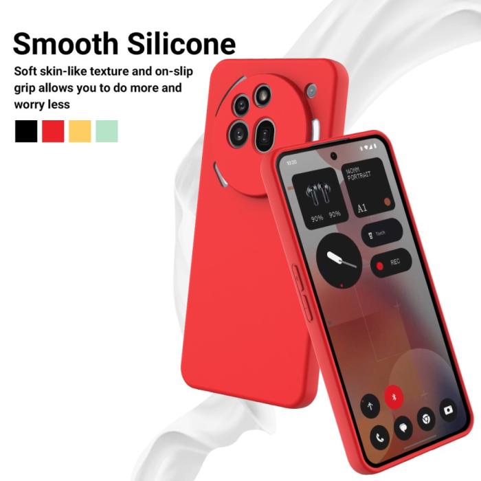 Bild 3, Nothing Phone 3a Pro Skal Liquid Silikon Med Strap Röd
