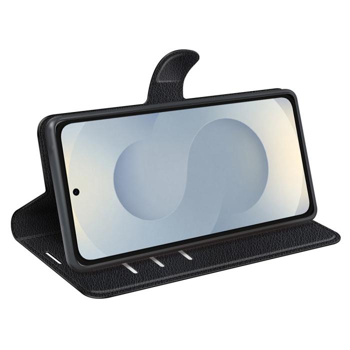 Bild 3, Samsung Galaxy S25 Edge Fodral Litchi Läder Svart