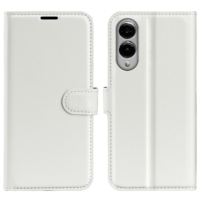 Bild 1, Samsung Galaxy S25 Edge Fodral Litchi Läder Vit