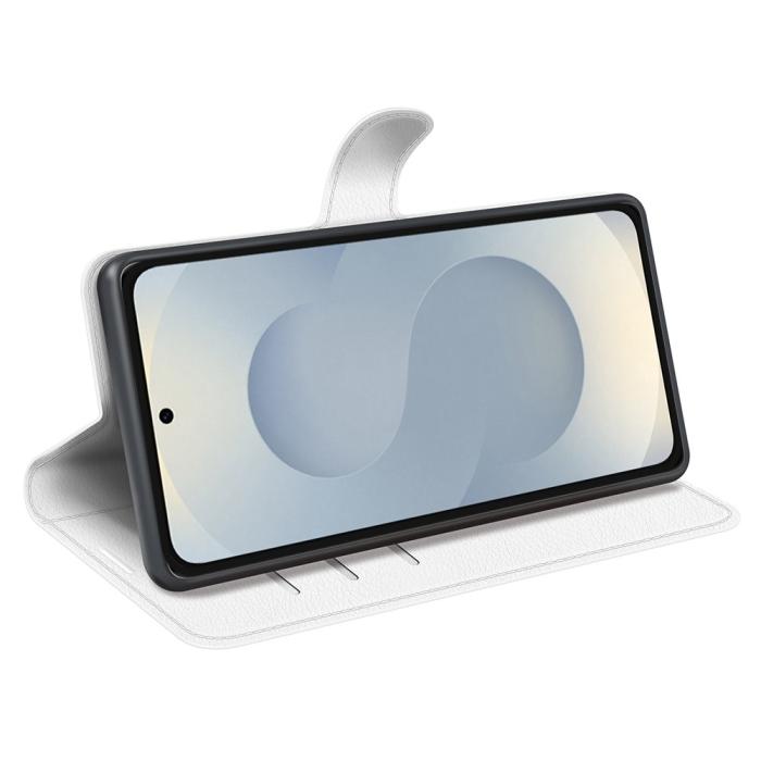 Bild 3, Samsung Galaxy S25 Edge Fodral Litchi Läder Vit