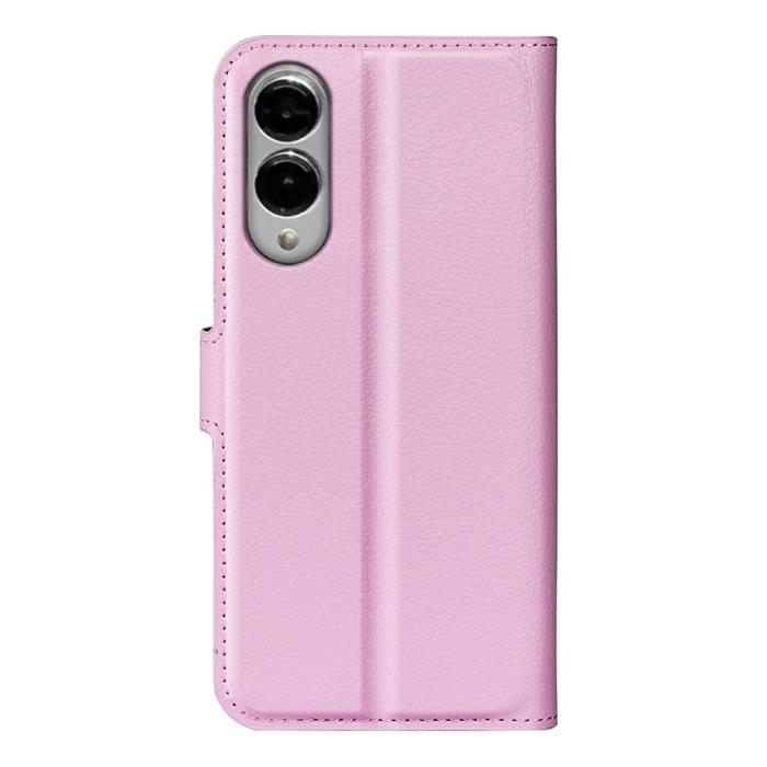 Bild 6, Samsung Galaxy S25 Edge Fodral Litchi Läder Ljus Rosa