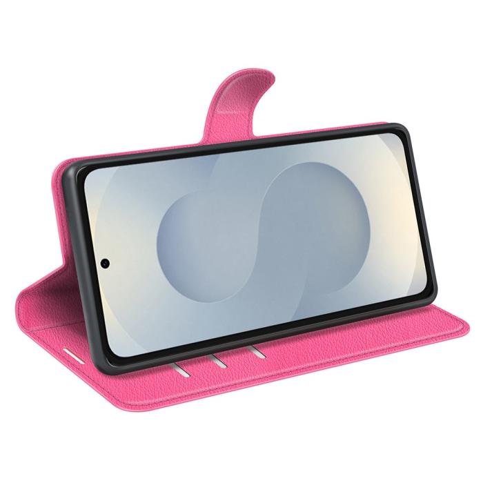 Bild 3, Samsung Galaxy S25 Edge Fodral Litchi Läder Rosa