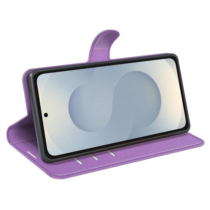 Bild 3, Samsung Galaxy S25 Edge Fodral Litchi Läder Lila