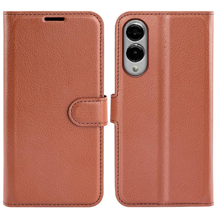Bild 1, Samsung Galaxy S25 Edge Fodral Litchi Läder Brun