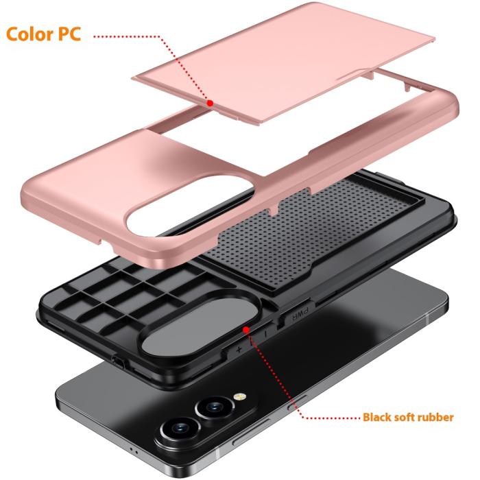 Bild 6, Samsung Galaxy S25 Edge Skal Hybrid Med Kortfack Roséguld