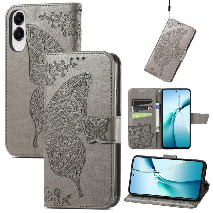 Bild 1, Samsung Galaxy S25 Edge Fodral Med Fjäril Tryck Grå