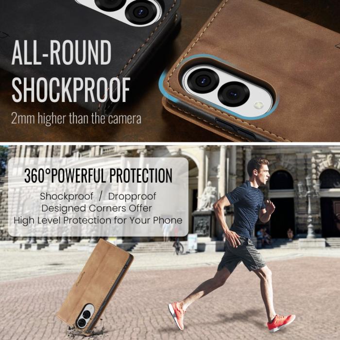 Bild 6, CASEME Samsung Galaxy S25 Edge Fodral Flip Läder Brun