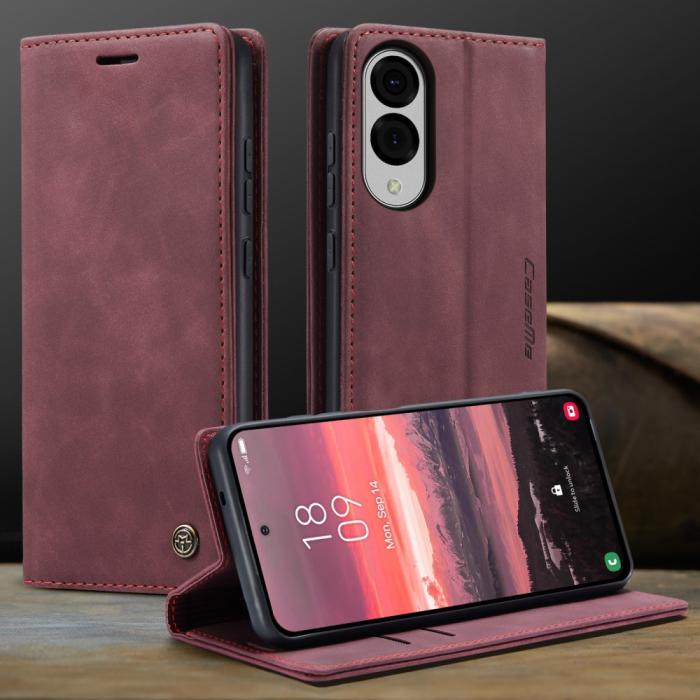 Bild 5, CASEME Samsung Galaxy S25 Edge Fodral Flip Läder Röd