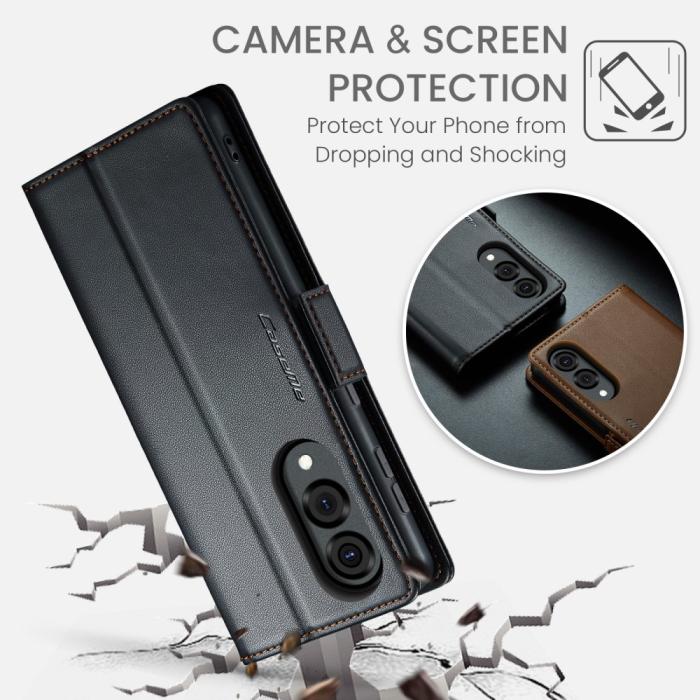 Bild 6, CASEME Samsung Galaxy S25 Edge Fodral Läder RFID Svart