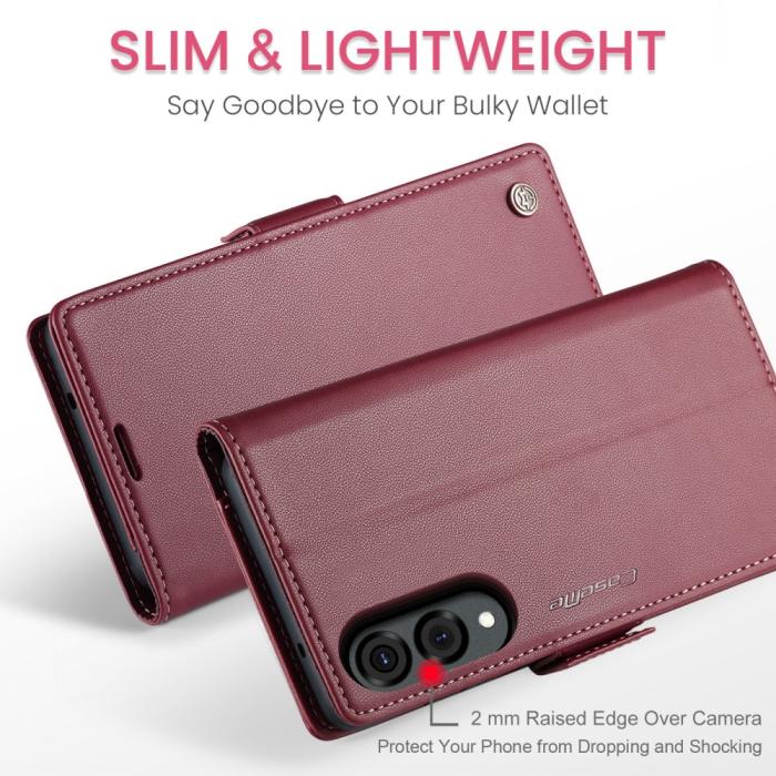 Bild 5, CASEME Samsung Galaxy S25 Edge Fodral Läder RFID Röd