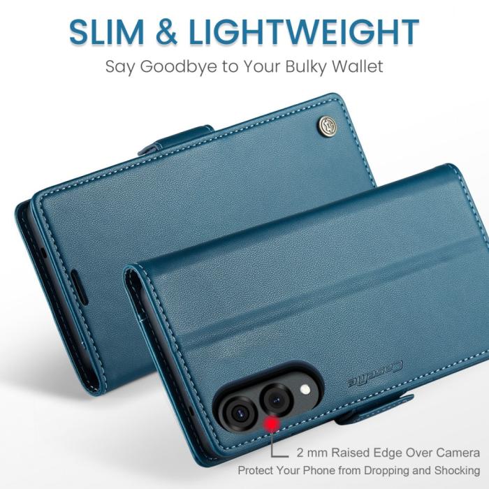 Bild 5, CASEME Samsung Galaxy S25 Edge Fodral Läder RFID Blå