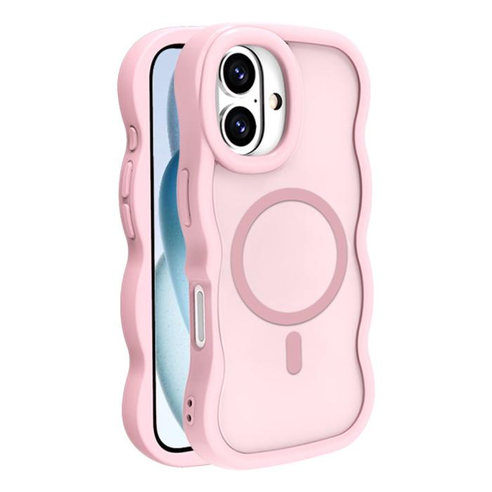 Bild 1, iPhone 16 Plus Skal MagSafe Wavy Matt Rosa
