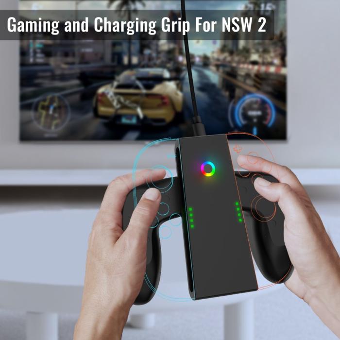 Bild 2, JYS Nintendo Switch 2 Joy-Con Charging Grip Svart