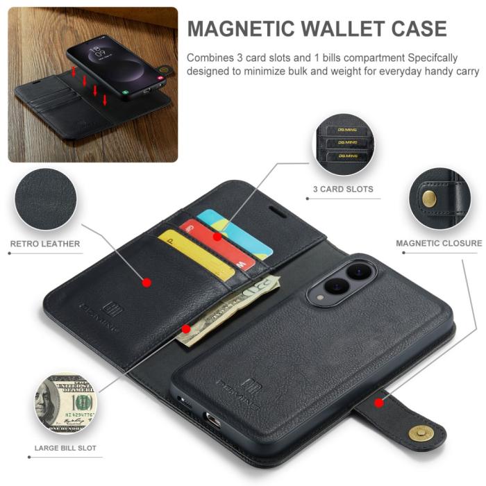 Bild 4, DG.MING Galaxy S25 Edge 2in1 Magnet Fodral / Skal Svart