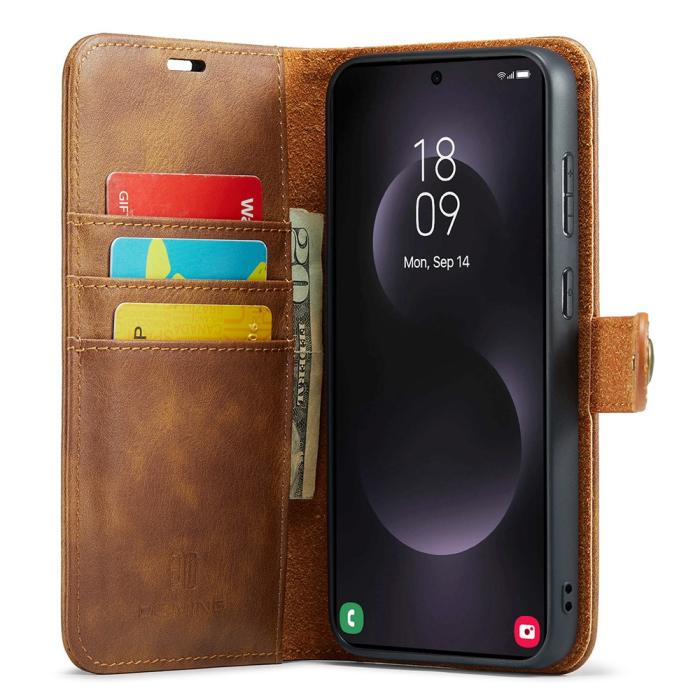 Bild 2, DG.MING Galaxy S25 Edge 2in1 Magnet Fodral / Skal Brun