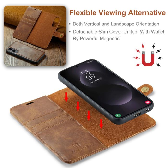 Bild 5, DG.MING Galaxy S25 Edge 2in1 Magnet Fodral / Skal Brun